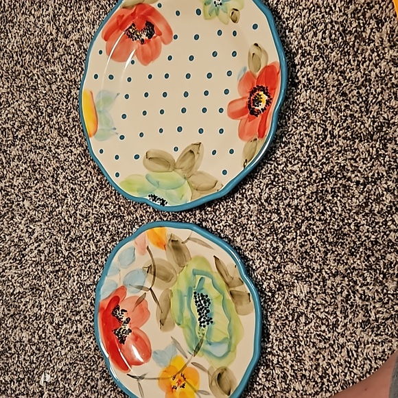 The pioneer women. Vintage bloom turquoise floral salad and dinner plates - Picture 1 of 9